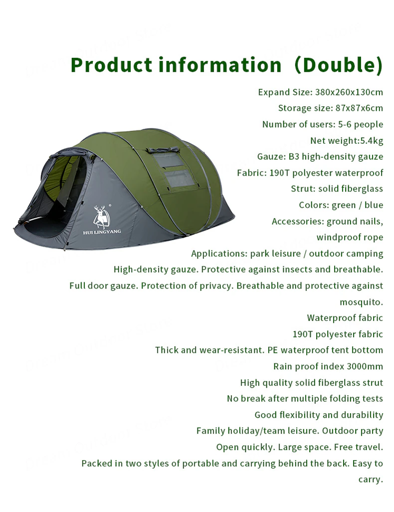 Cheap Goat Tents HUI LINGYANG Throw Pop Up Tent 4 6 Person Outdoor Automatic Tents Double Layers Large Family Tent Waterproof Camping Hiking Tent Tents 